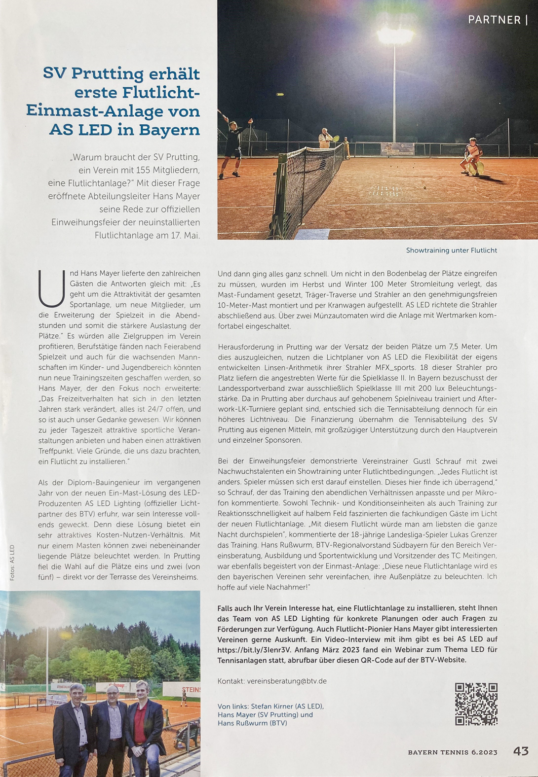 Magazinbericht: BAYERN TENNIS - Warum braucht Prutting eine Flutlichtanlage?