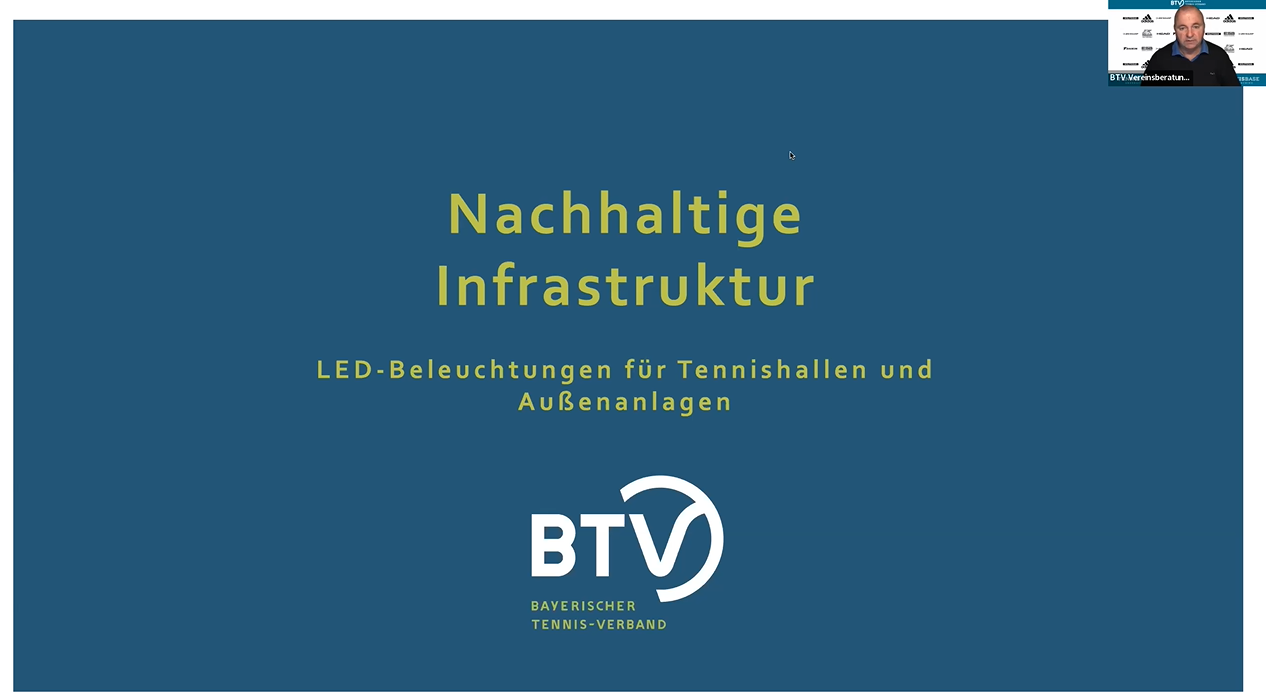 BTV Webinar Aufzeichnung 2.3.2023 - alles zur led beleuchtung in tennishallen und außenplätzen