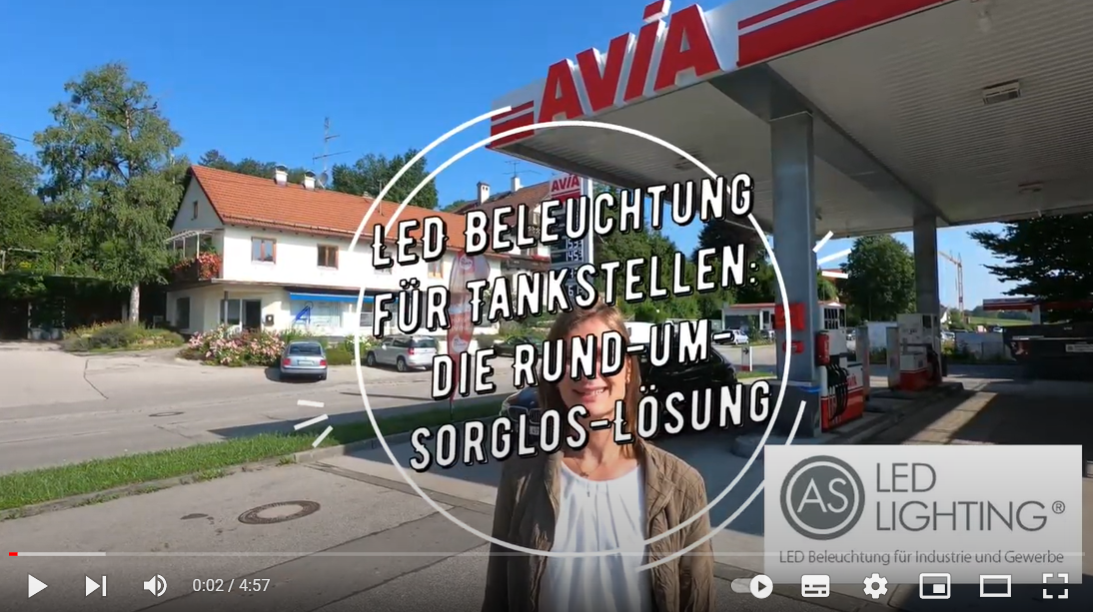Videobericht zur LED Umrüstung von AVIA Tankstellen im Bereich Zapfsäulen, Waschstraße und Tankstellenshop