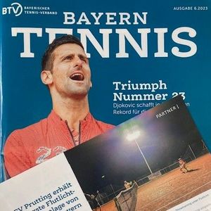 Cover BAYERN TENNIS Ausgabe 6 - Prutting erhält Deutschlands erste 1-Mast-Flutlichtanlage aus Penzberg