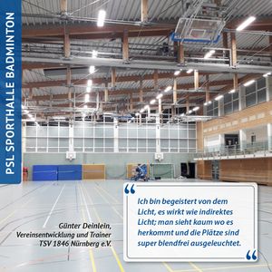 Kundenstimme Sporthallenleuchte Badminton